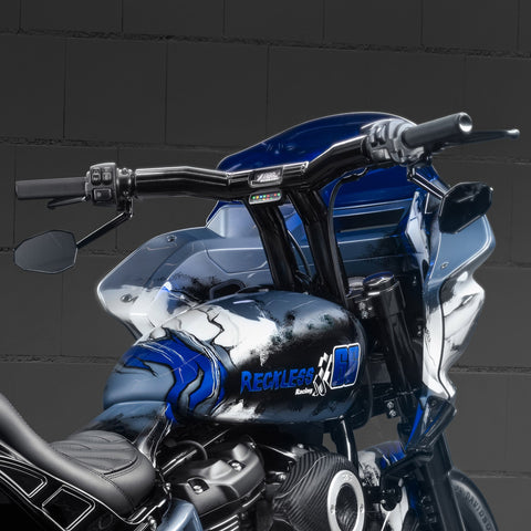"Back Saver" Raked T-Bar Mega Handlebars (With Stealth View Speedometer Option)