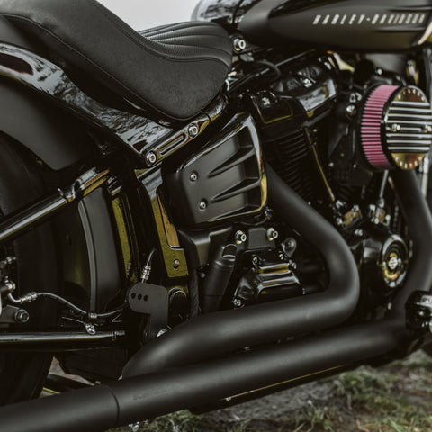 2018-2025 M8 Softail Side Covers "Avenger" For Shock Absorber Without Preload Adjustment Knob