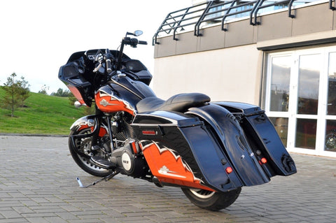 Flow Stretched Saddlebags w/o Lids for Harley Davidson Touring 1993 - 2013 models