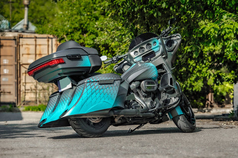 Billow set of stretched rear fender and saddlebags for Harley Davidson Touring 2014 up