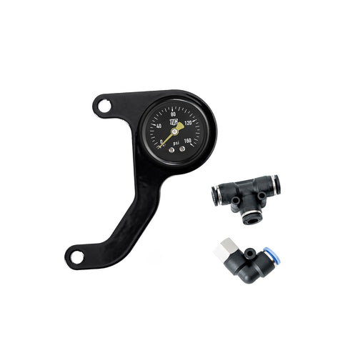"Twin Cam" Rocker Box Mounted BLACK Air Ride Pressure Gauge Kit