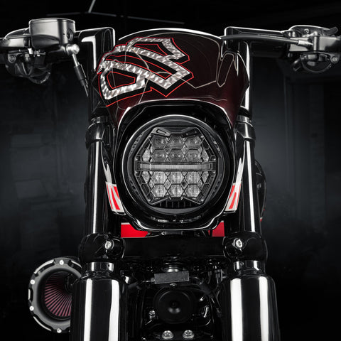 5 3/4" Honeycomb LED Headlight ECE Approved for Harley Softail FXBB/FXBR/FXLRS